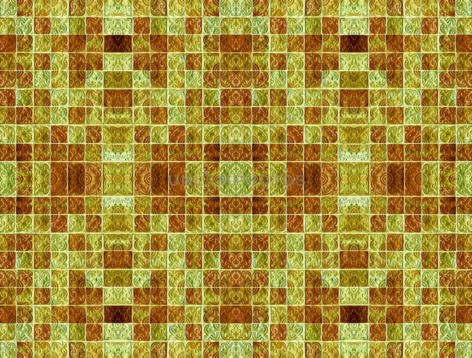 The vintage ceramic tiles wall decoration, retro background