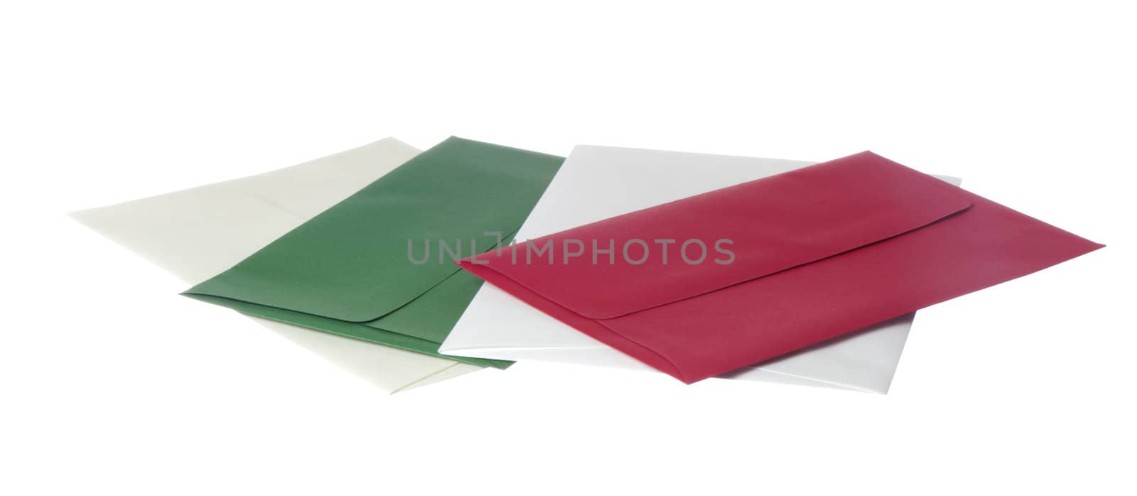 colored envelopes for letter on white background