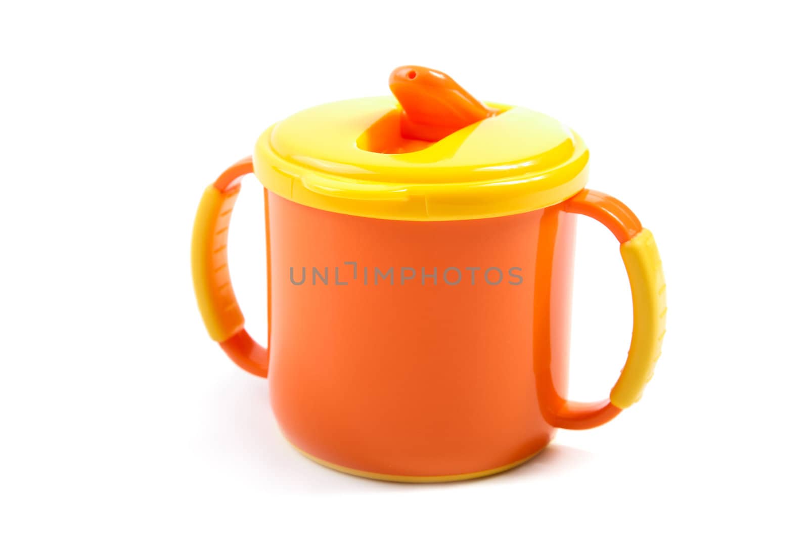  Children's plastic cups  isolated on white.