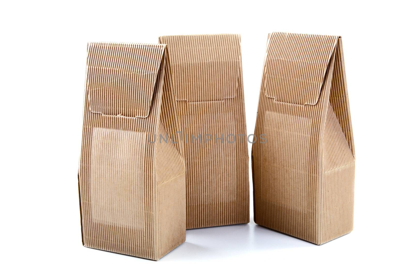 boxes from the goffered cardboard isolated on a white background