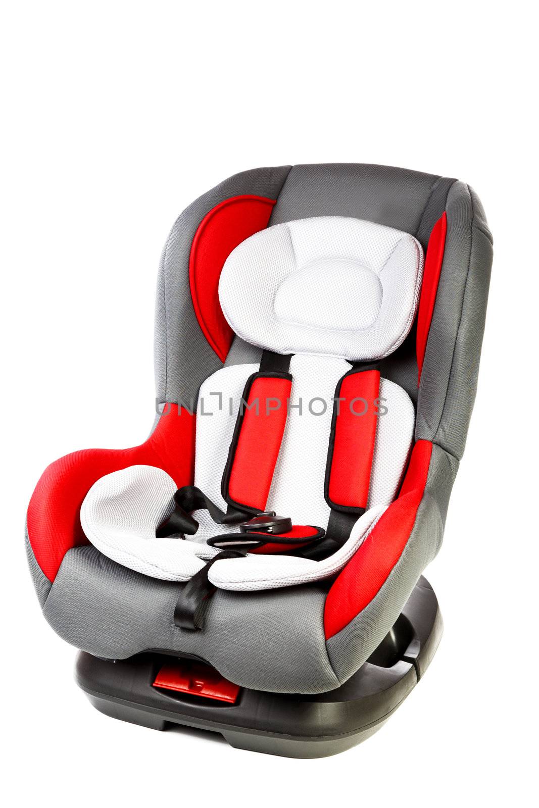 Children's automobile armchair isolated on a white background