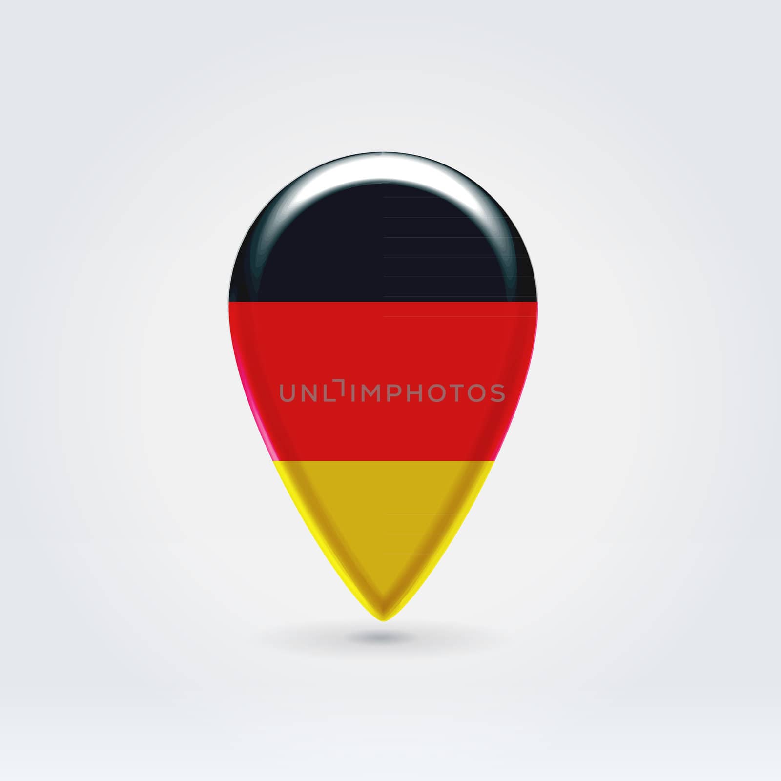Glossy colorful Germany map application point label symbol hanging over enlighted background