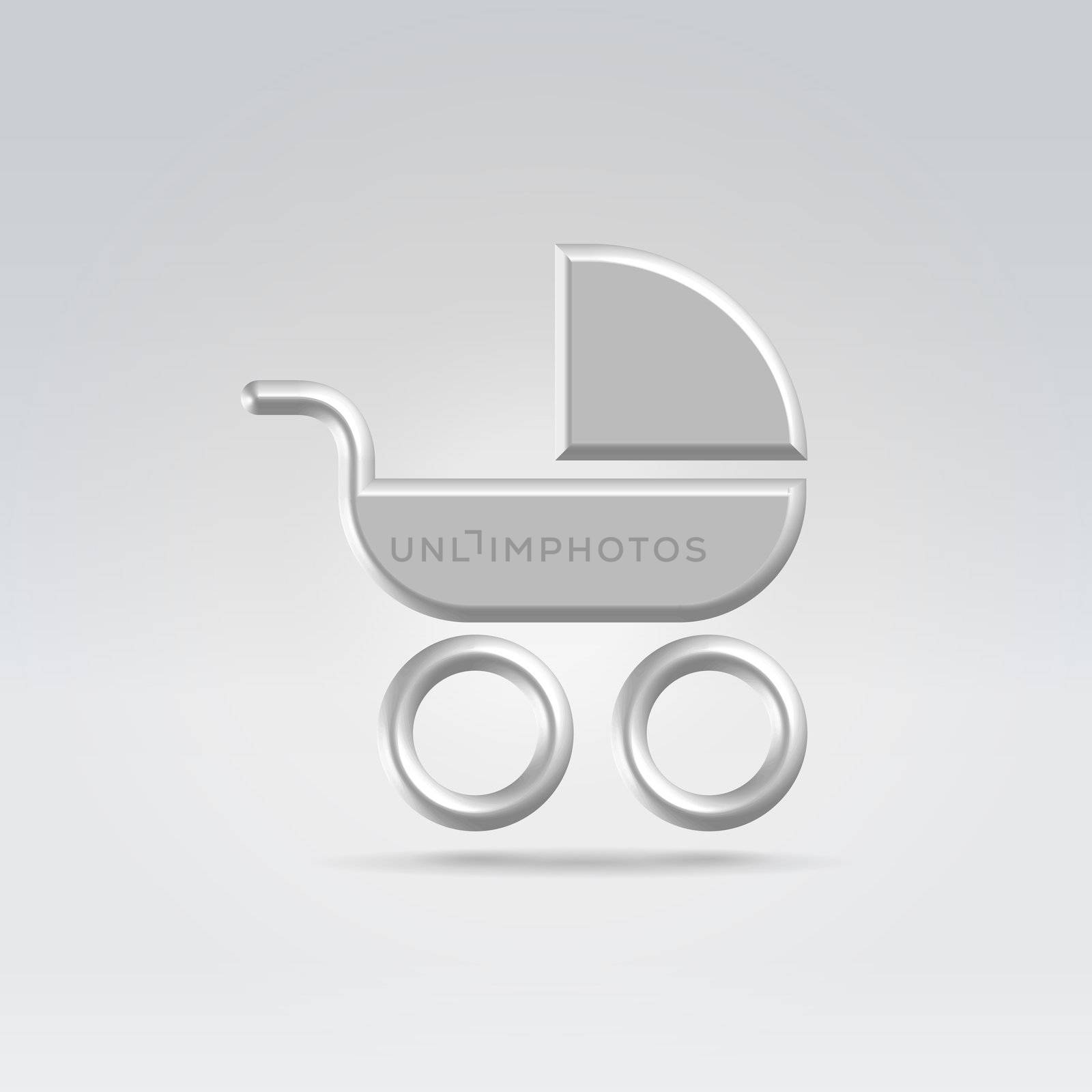 Pram carry cot icon concept shot backlit made of metal