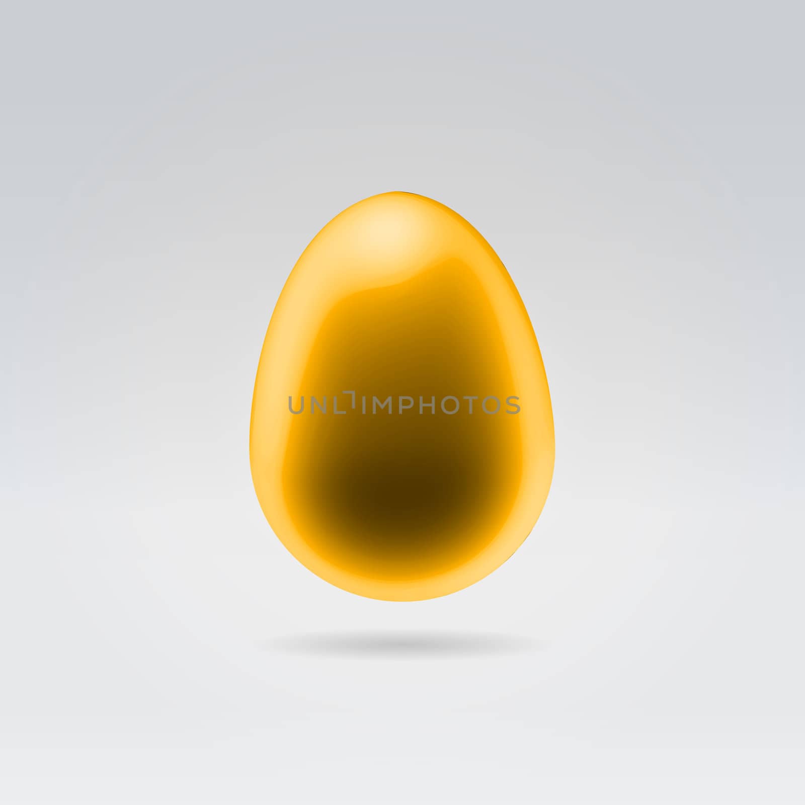 Pure golden egg hanging in space studio closeup illustration