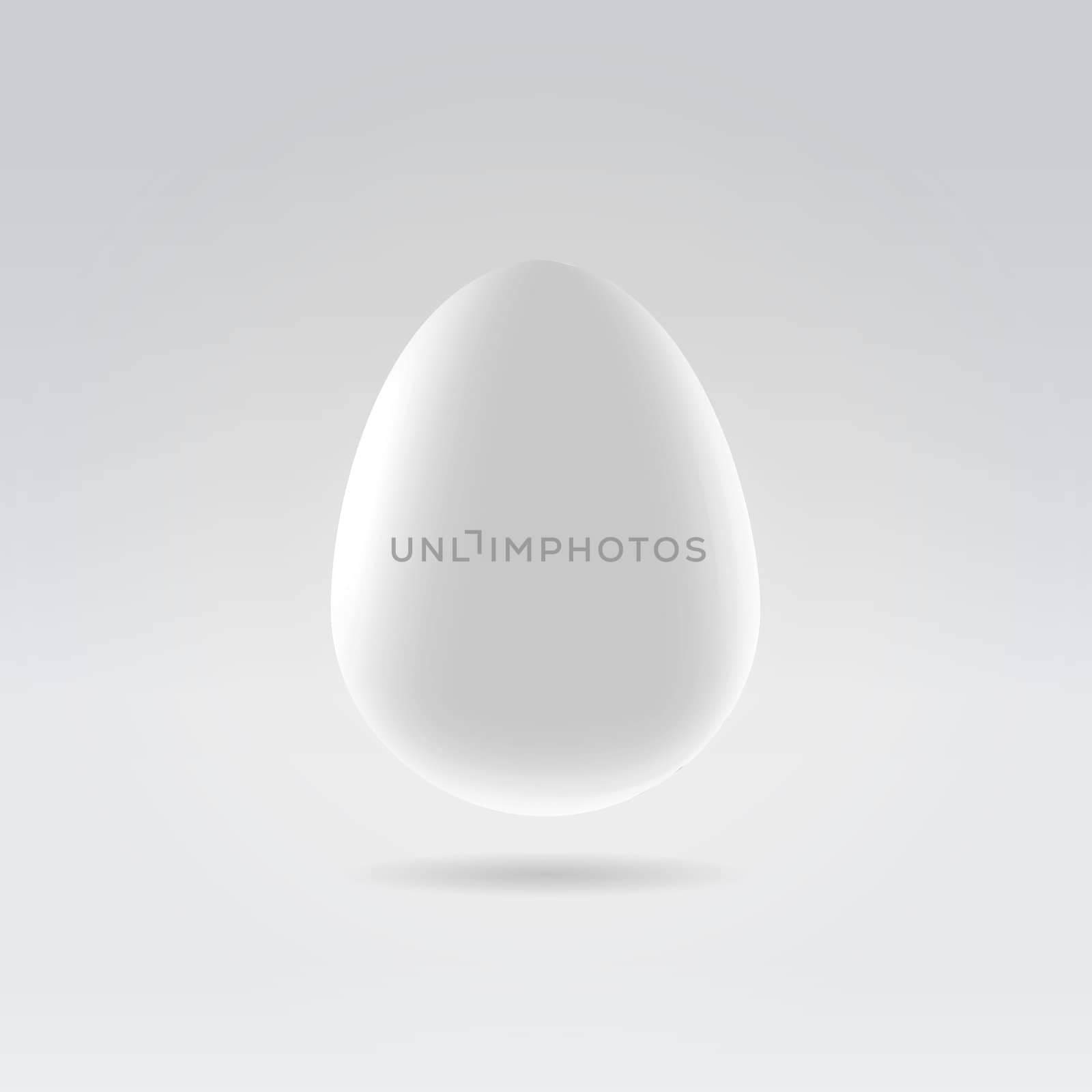 Pure white egg hanging in space studio closeup illustration