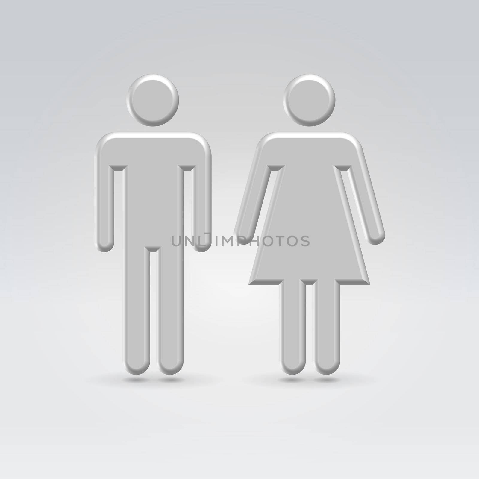 Couple icon concept shot backlit made of metal