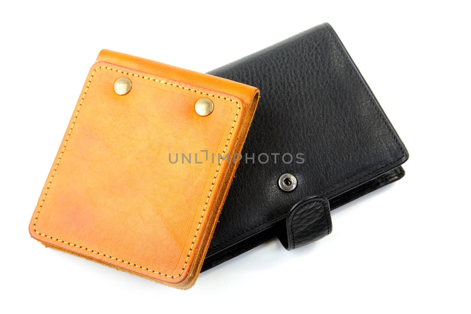 Leather purse and organizer isolated on a white background