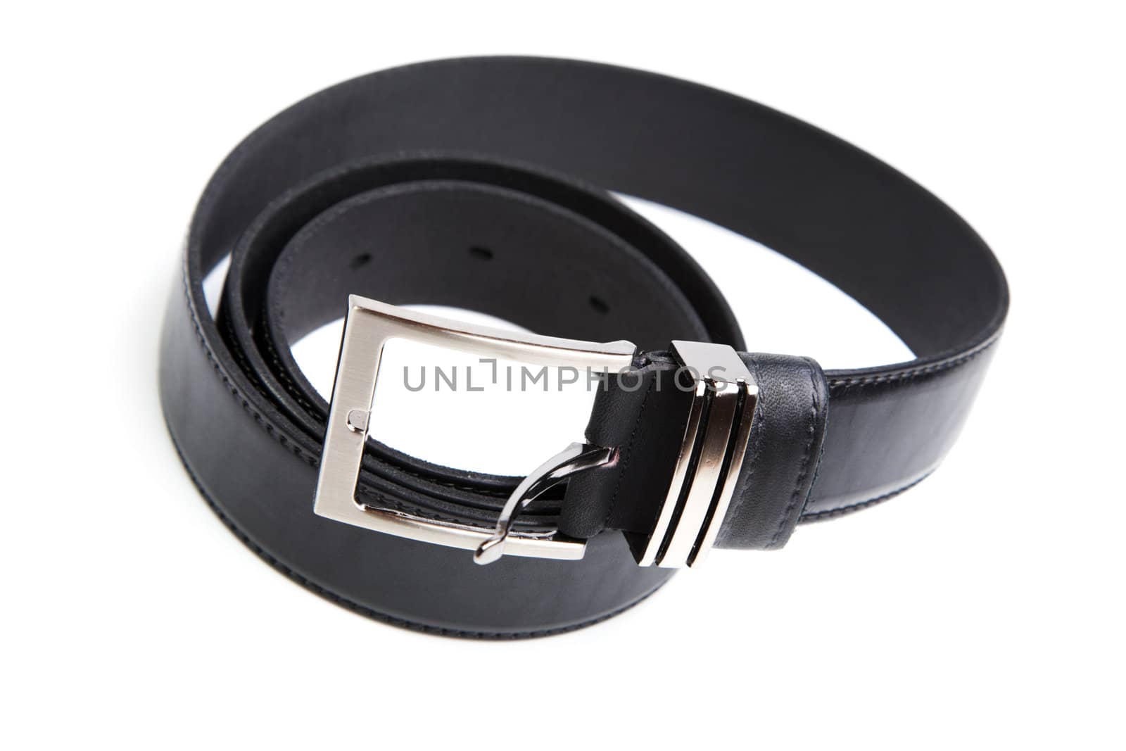 Man's black belt isolated on a white background