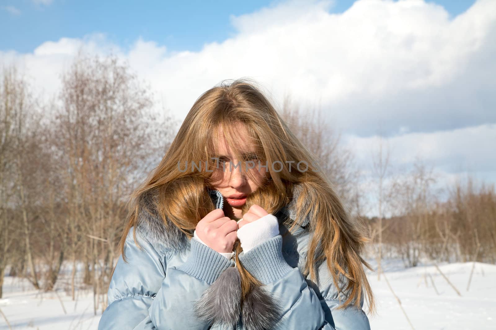 frozen girl in the  winter afternoon by alarich