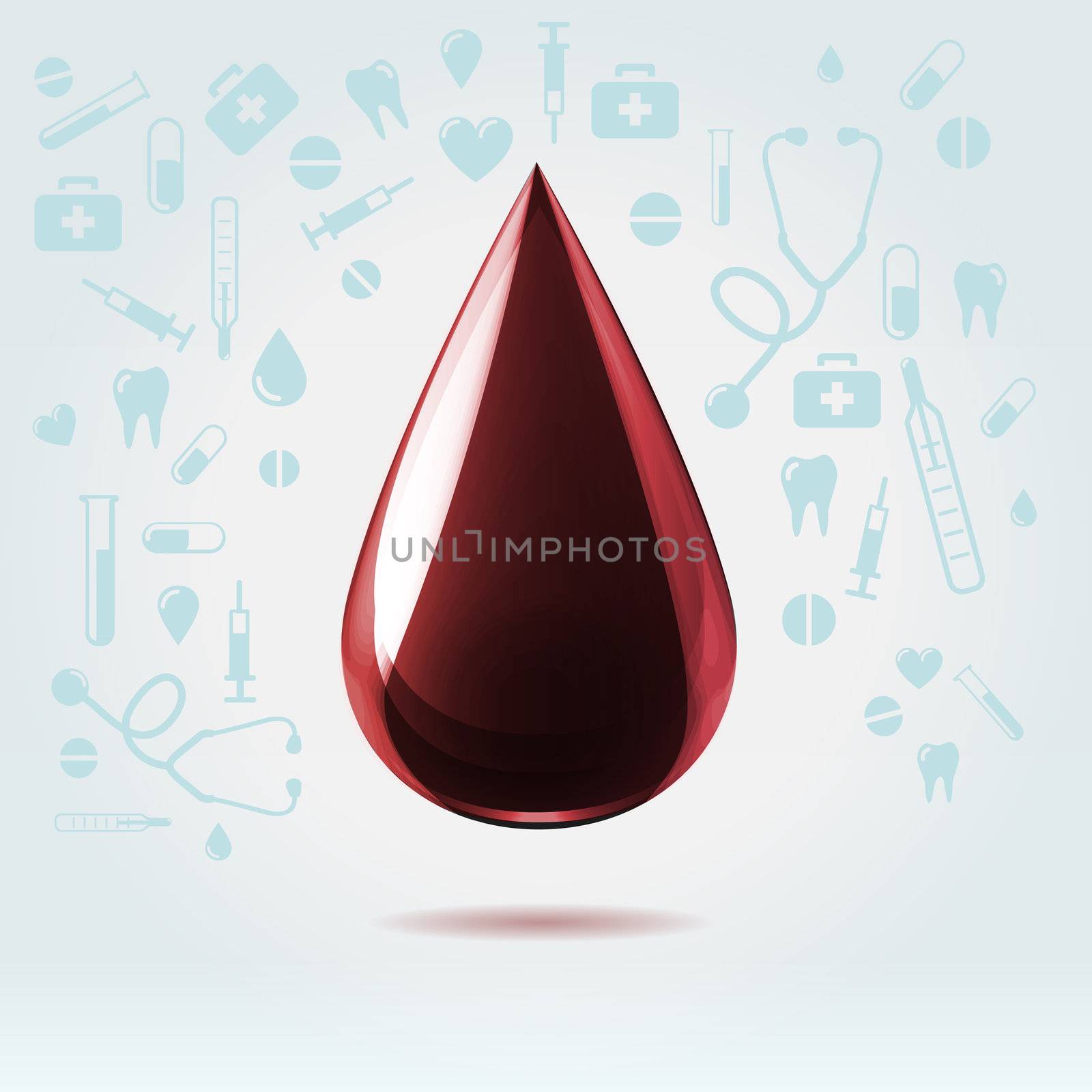 Glossy realistic natural blood drop illustration by pics4sale