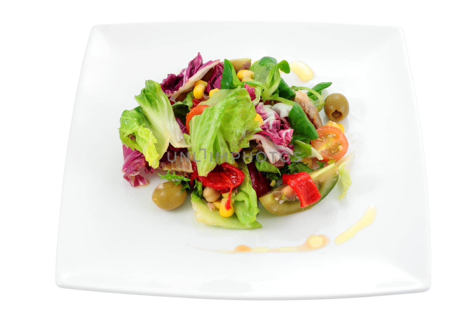 mediterranean salad with natural ingredients for a balanced diet and isolated cropped