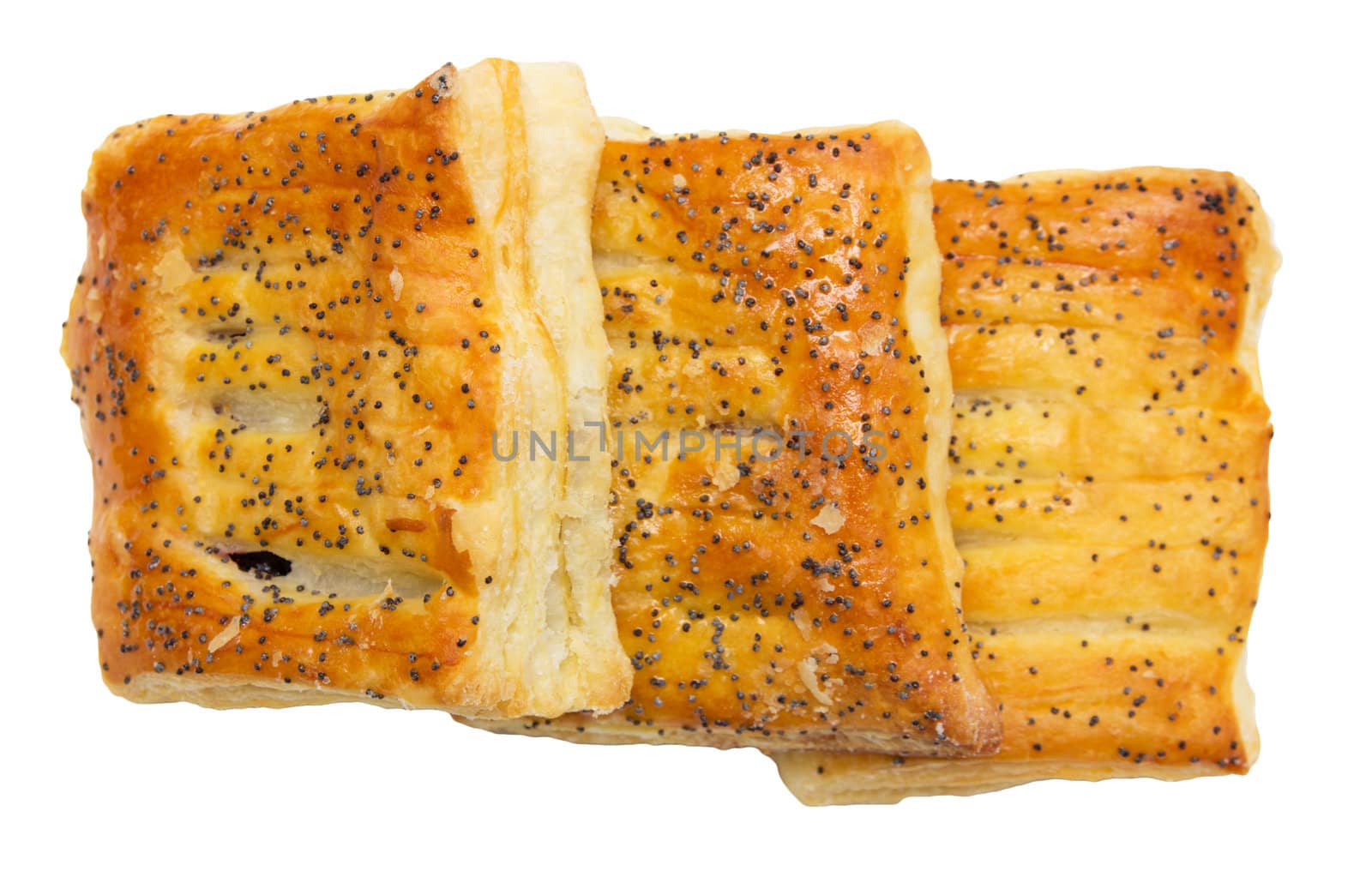 bun with poppy seeds on a white background