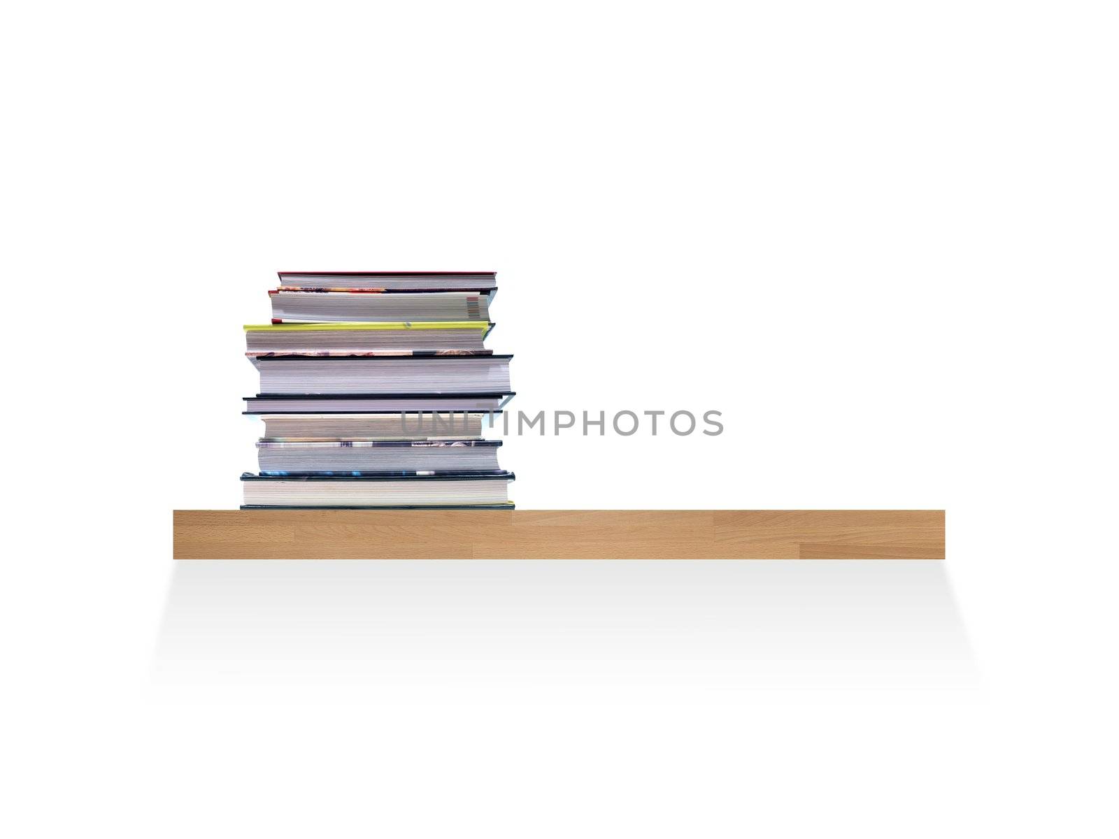 A wooden book shelve isolated against a white background