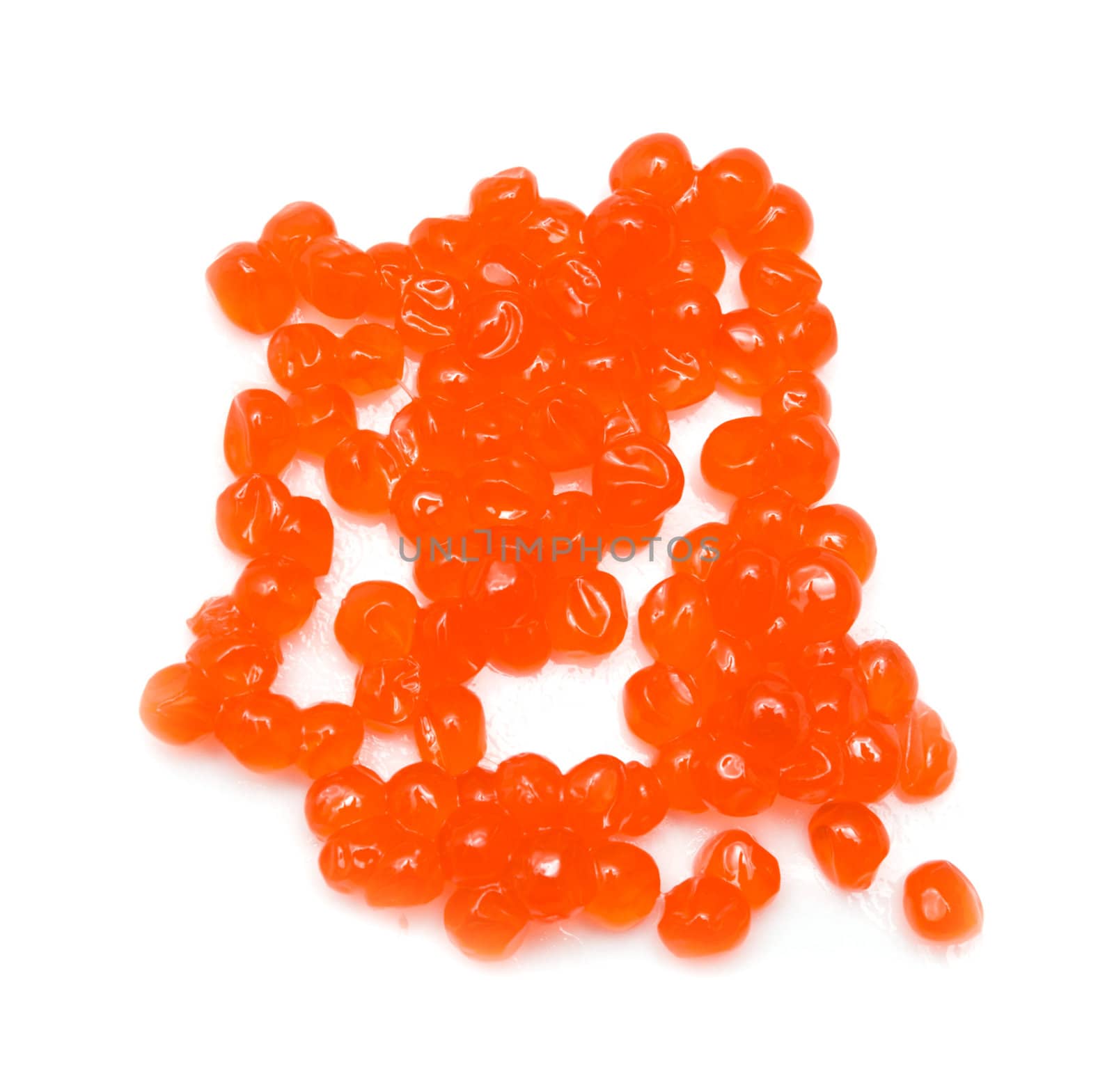 Red salmon caviar heap isolated on white 