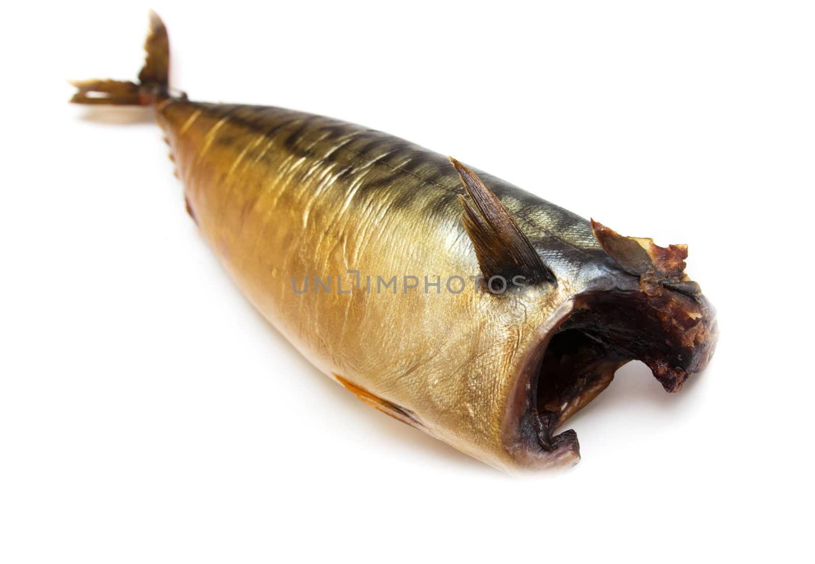 Smoked mackerel on a white background