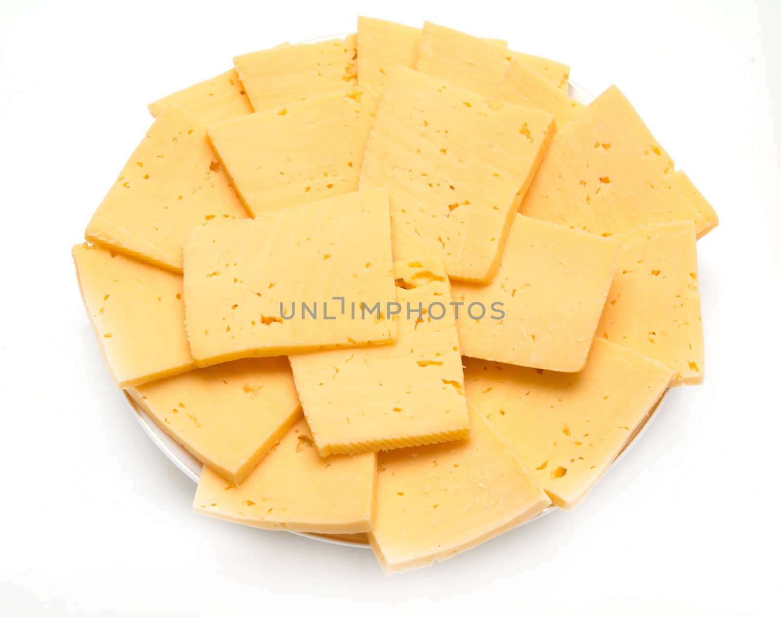 sliced ​​cheese on white background