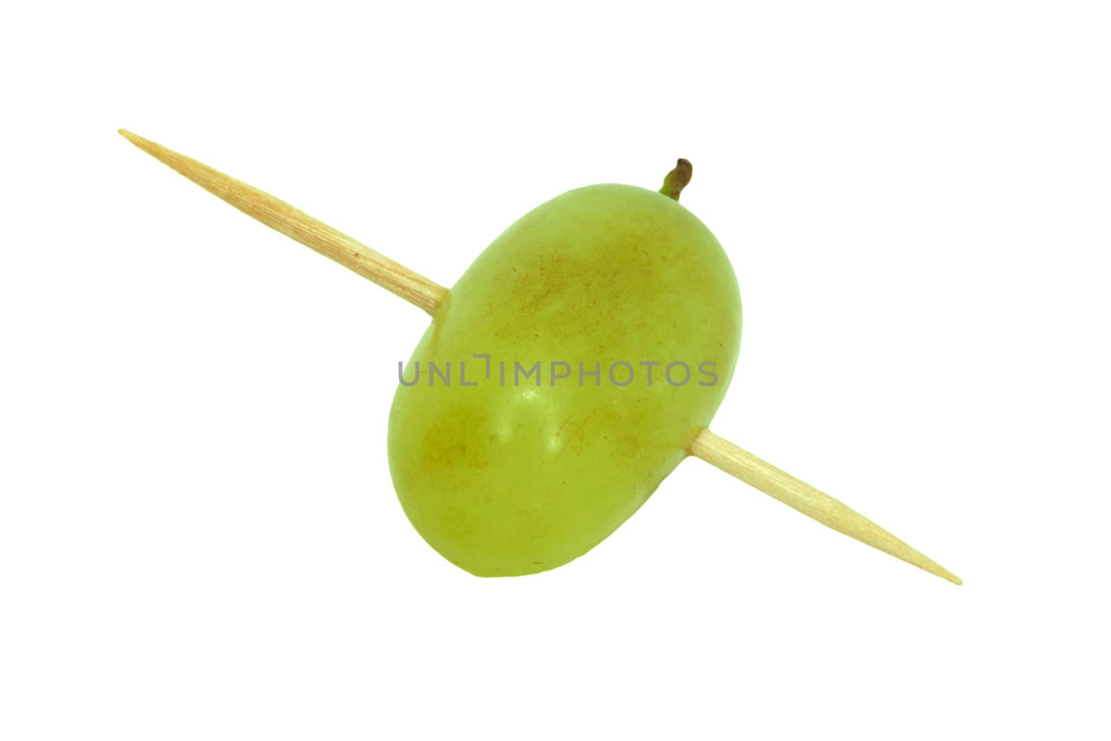 grape poked by toothpick macro