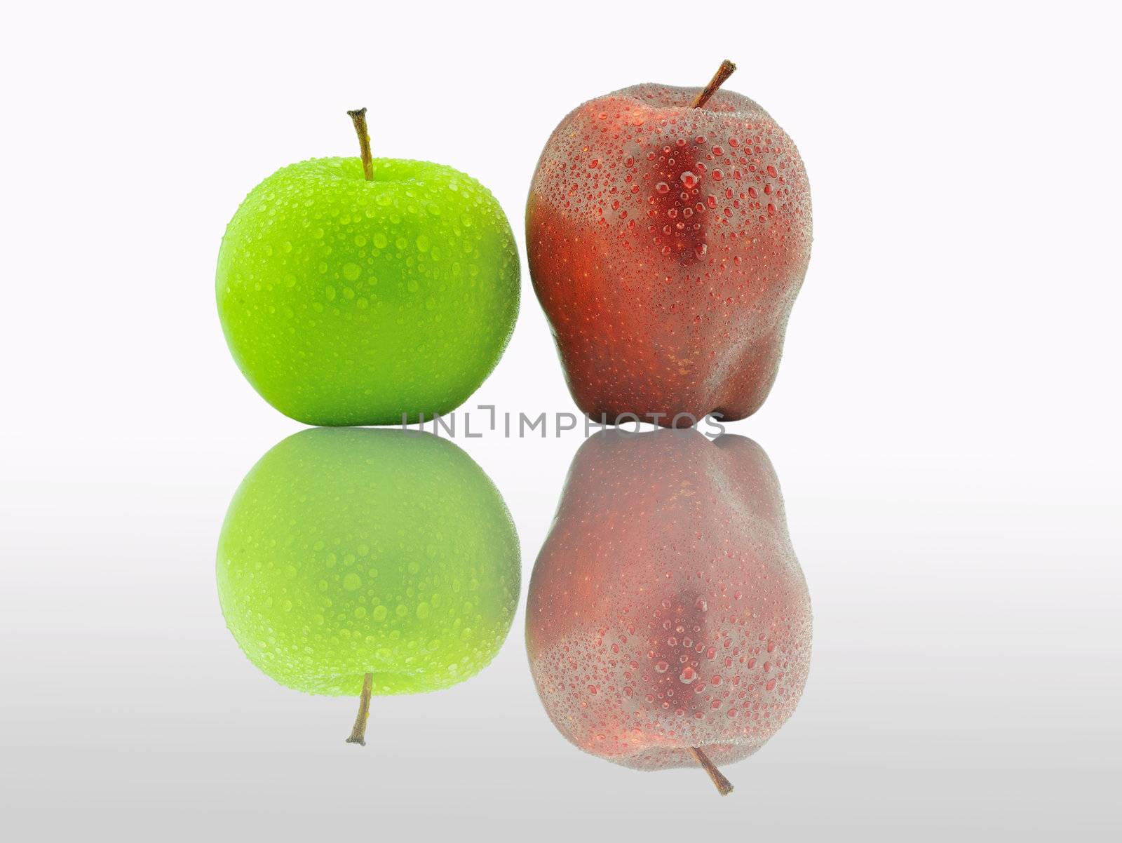 two fresh apples isolated on white background