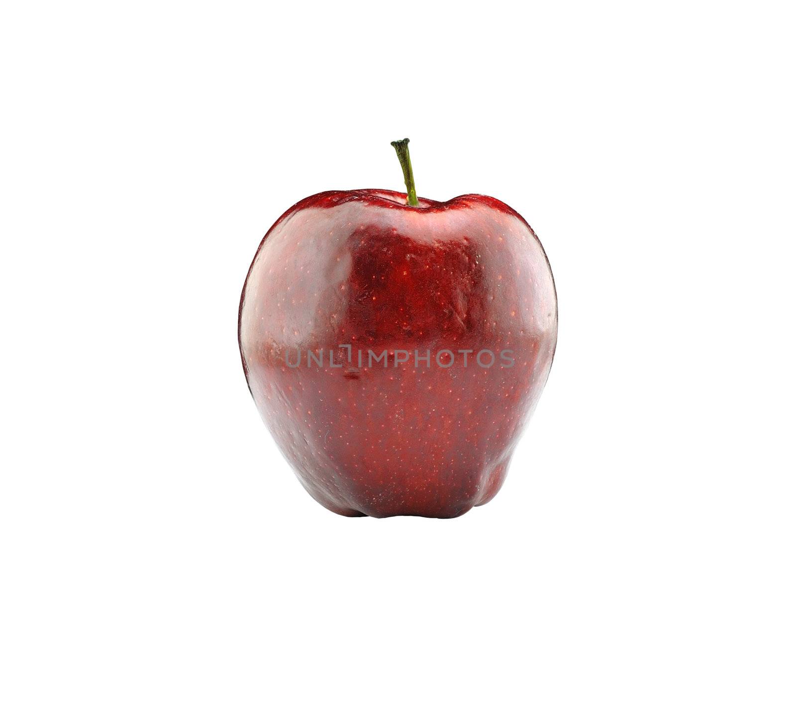 Ripe red apple. Isolated on a white background. by sommai