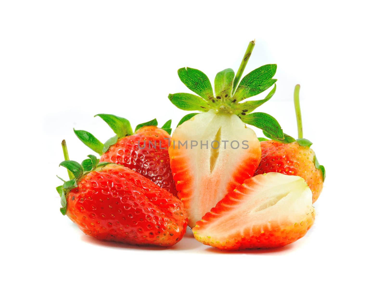 Beautiful strawberries isolated on white background by sommai
