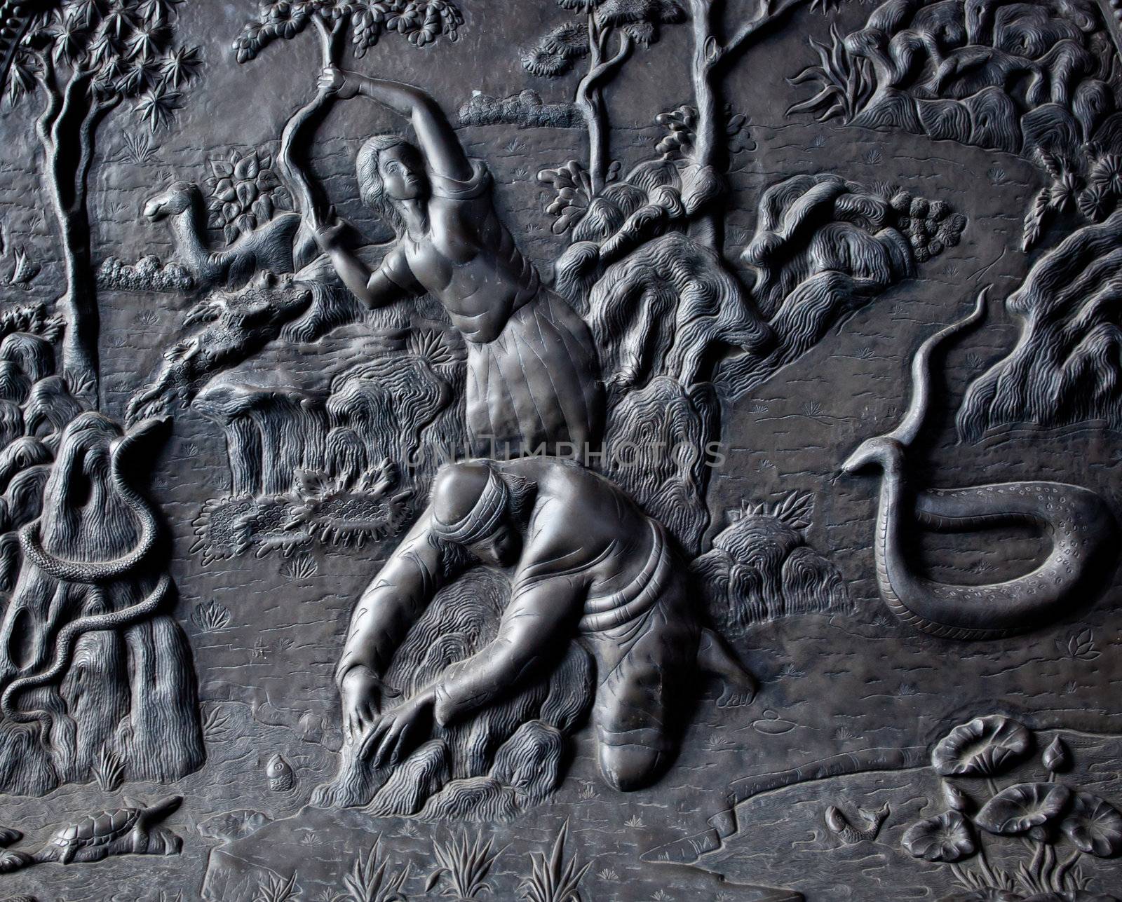 Adam and Eve silver carve art