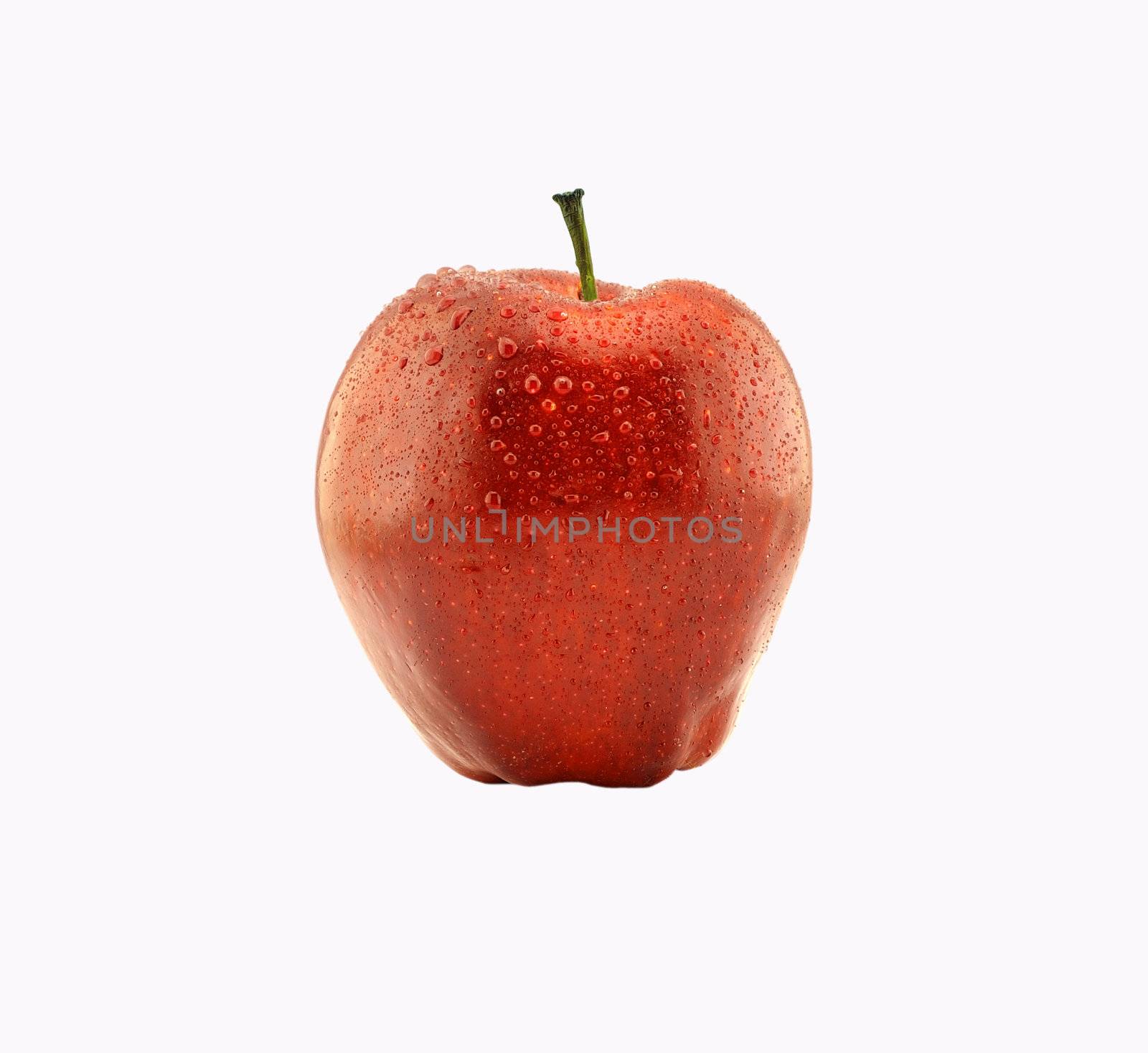 Ripe red apple. Isolated on a white background. by sommai
