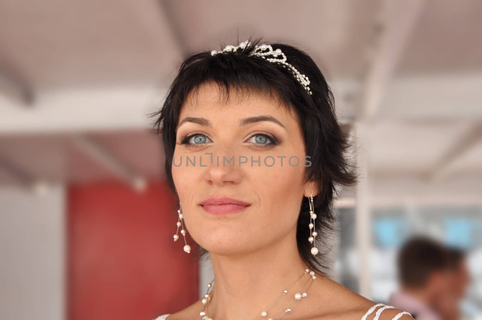 Portrait of young woman in her wedding day