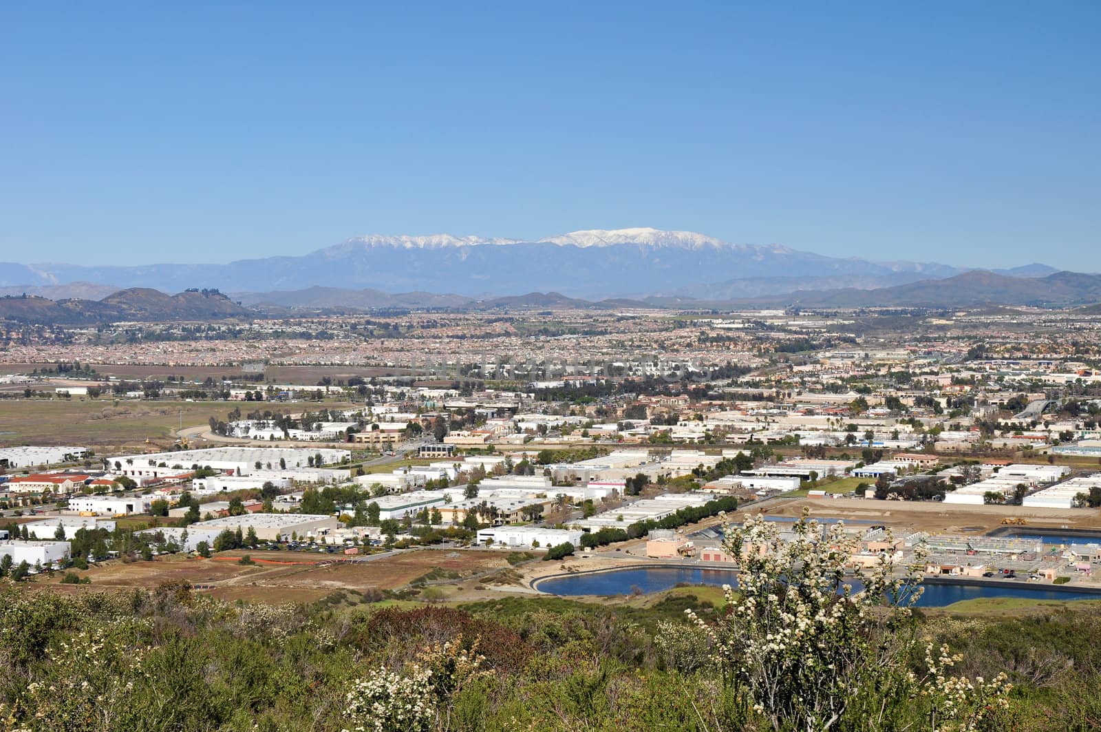 Looking over the town of Murrieta, California from a nearby hilltop.