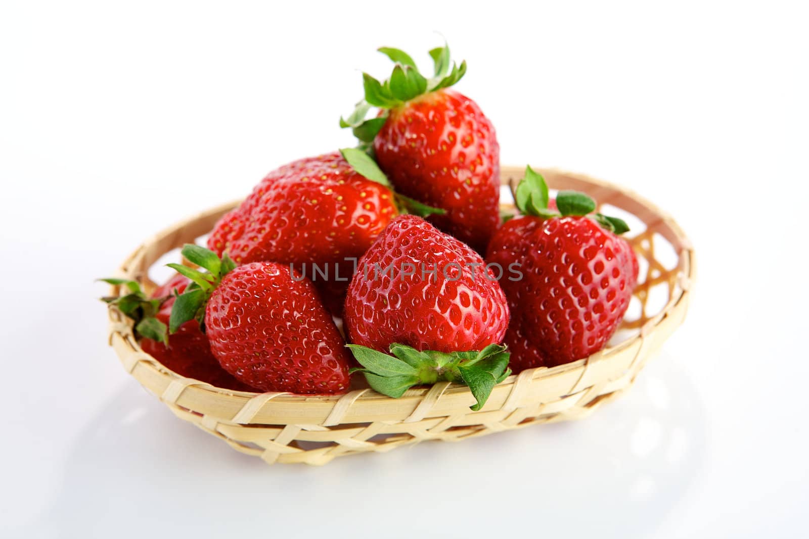 Strawberry in wicker basket