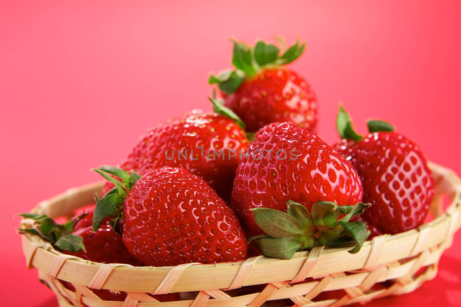 Strawberry in wicker basket