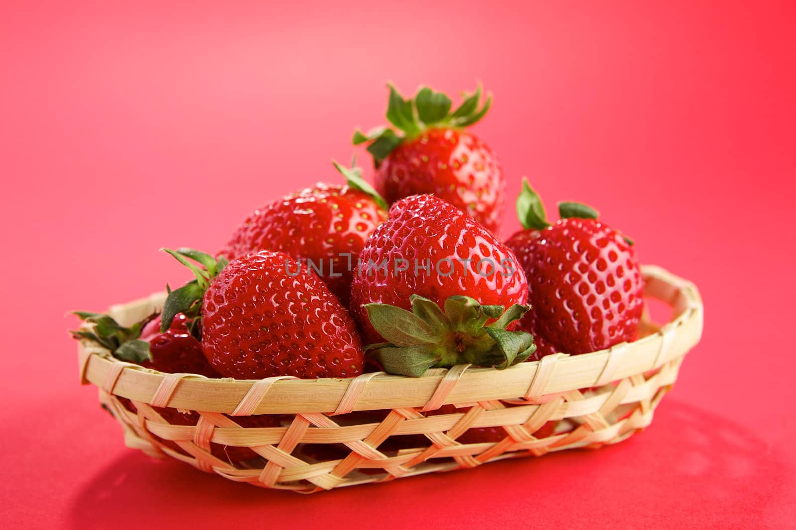 Strawberry in wicker basket