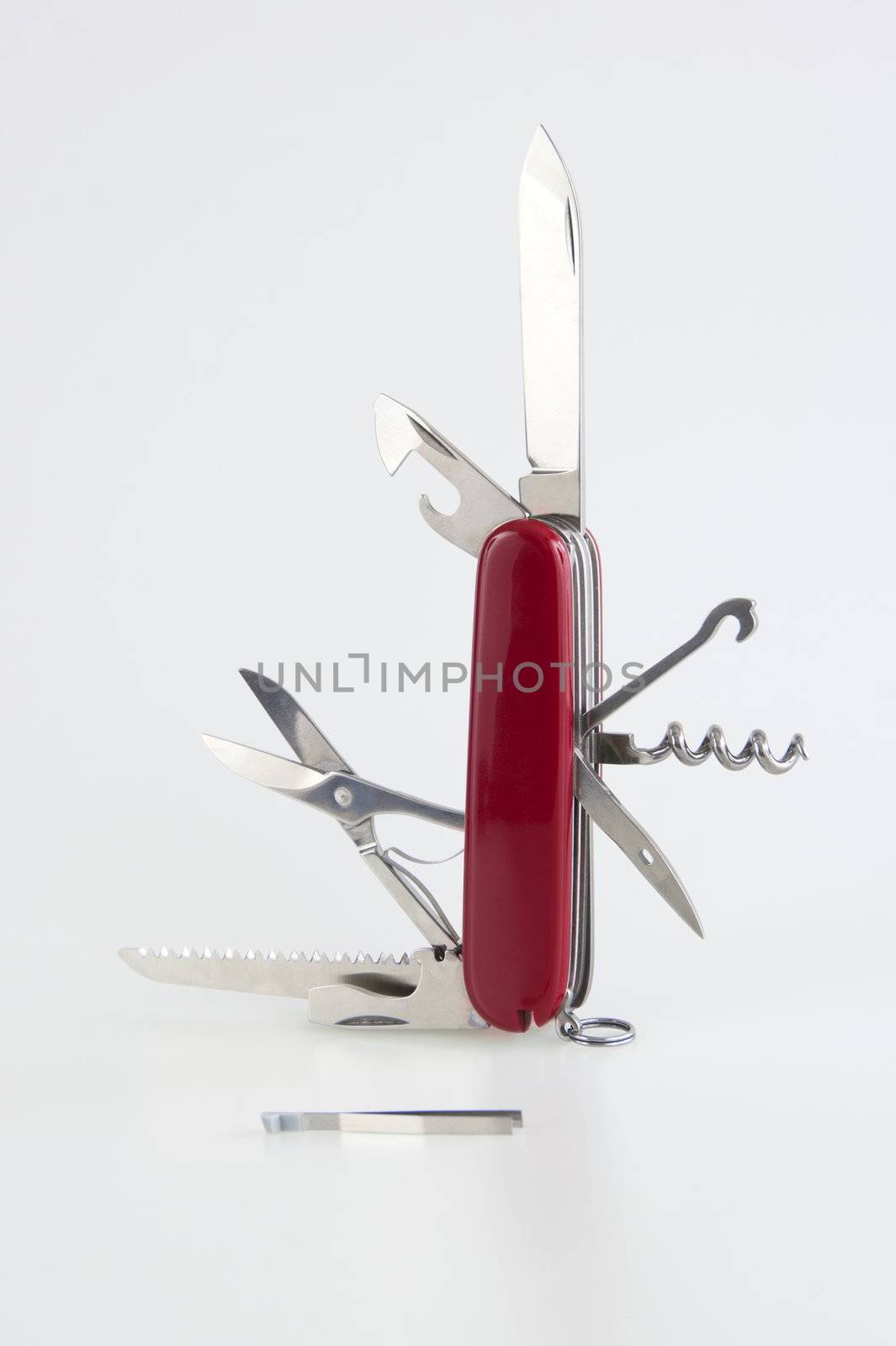 standing Swiss army knife with multiple tools available