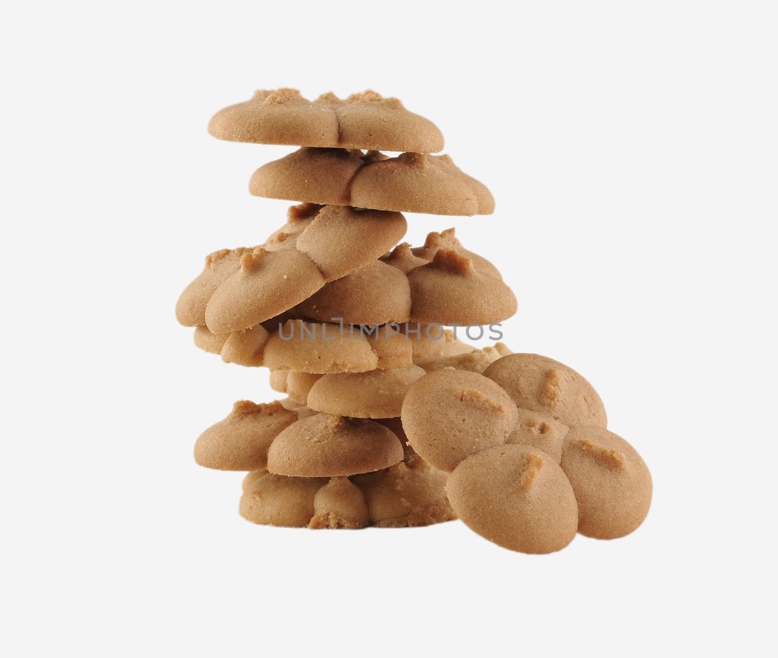 sweet brown cookie isolated on white background by sommai