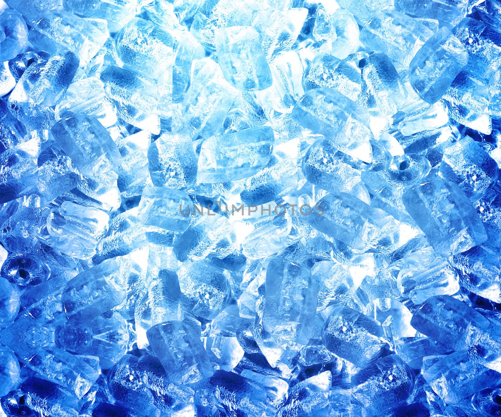 Background of blue ice cubes