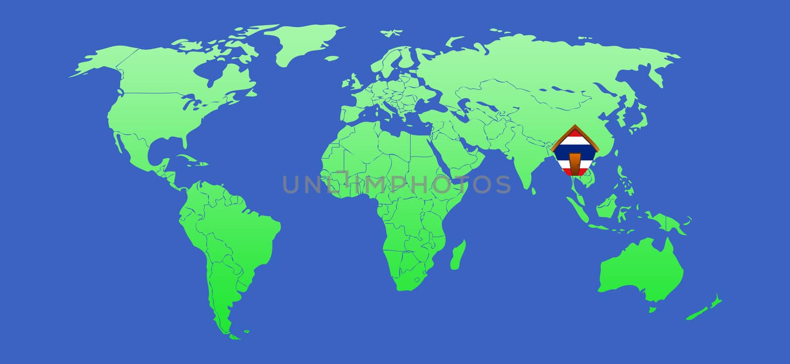 Home flag on map world