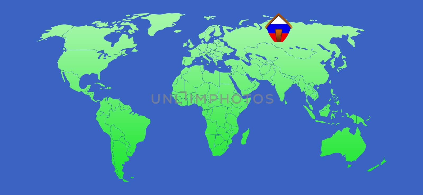 Home flag on map world