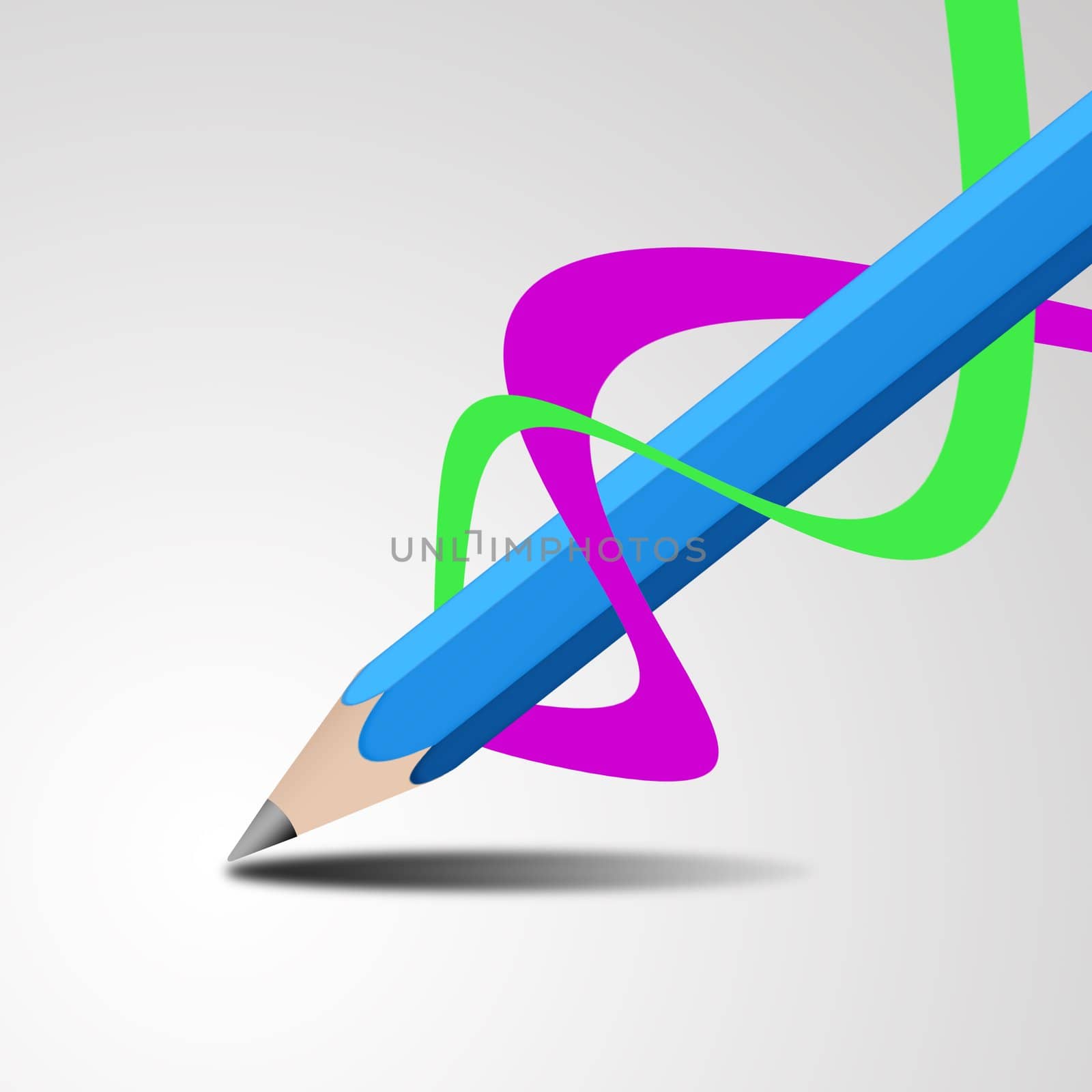 Creative pencil and Color ribbon art