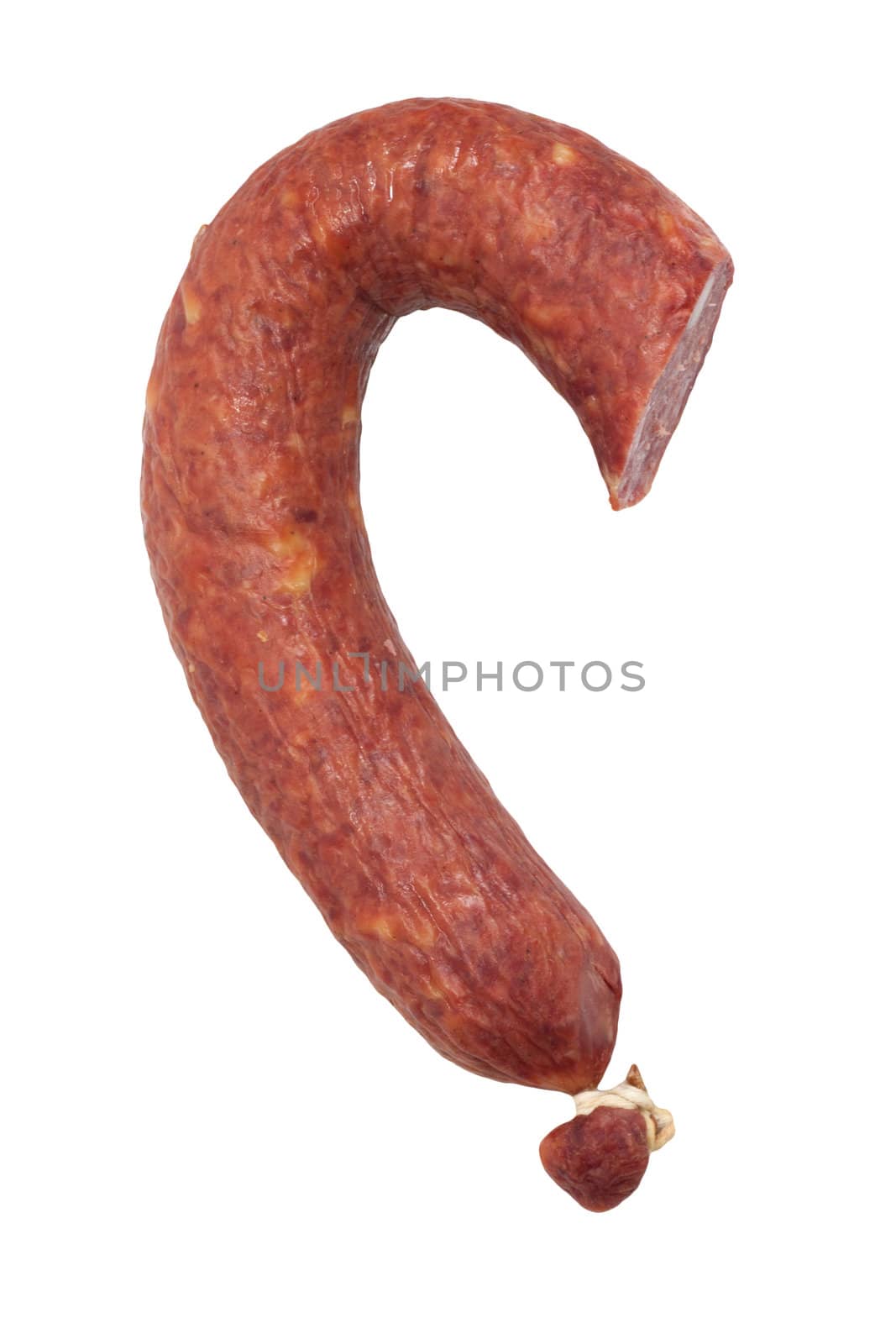 fresh salami on white background  by schankz