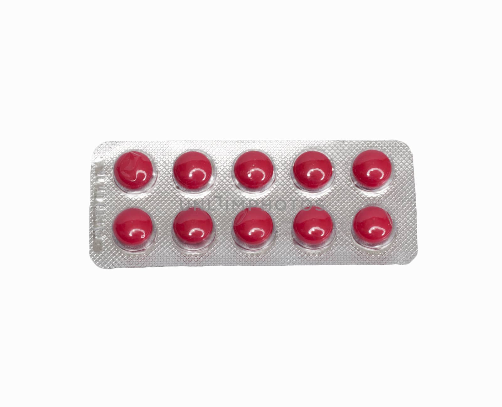 Isolated red pills on a white background  by schankz