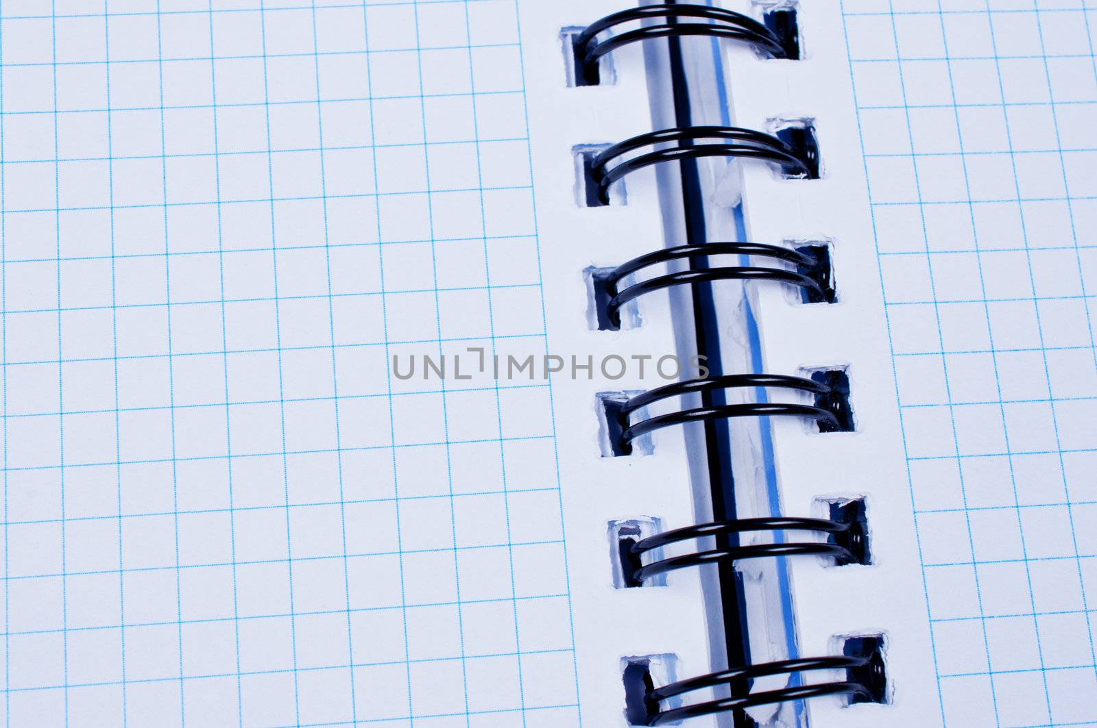 Open binder white paper notebook close up