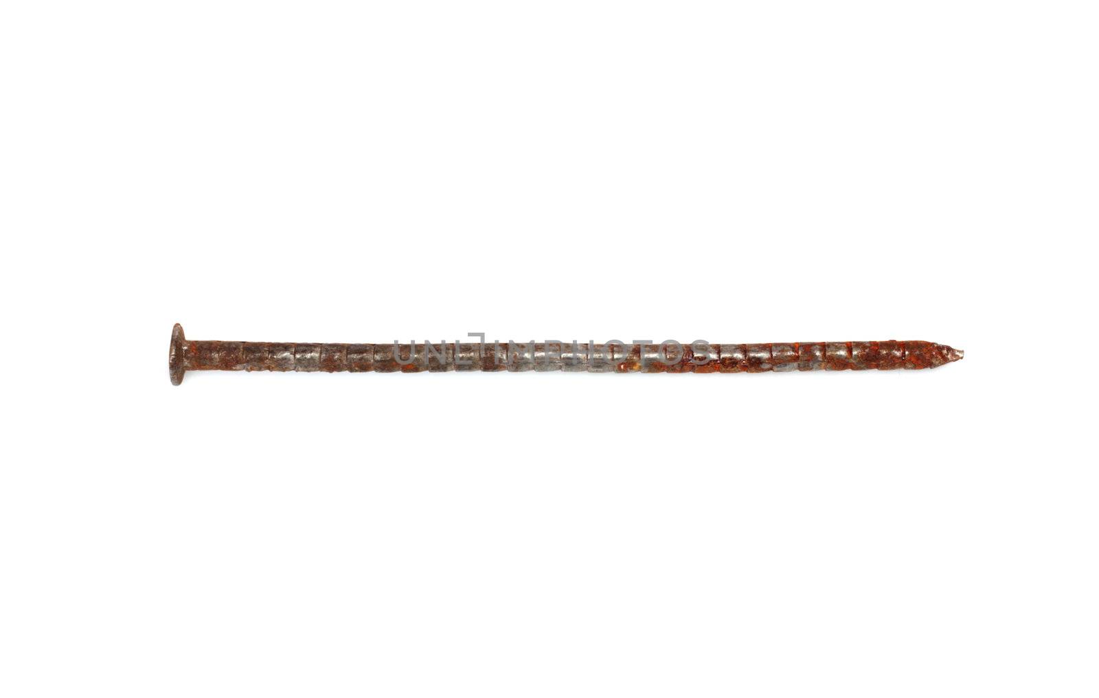 Rusty nail isolated on white background 