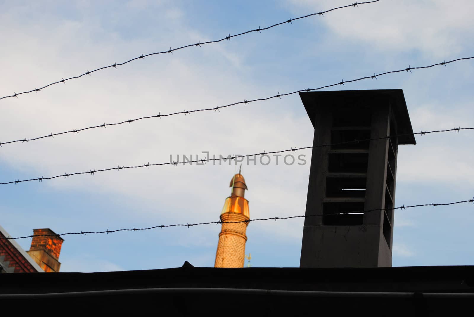 A barbed wire fence.