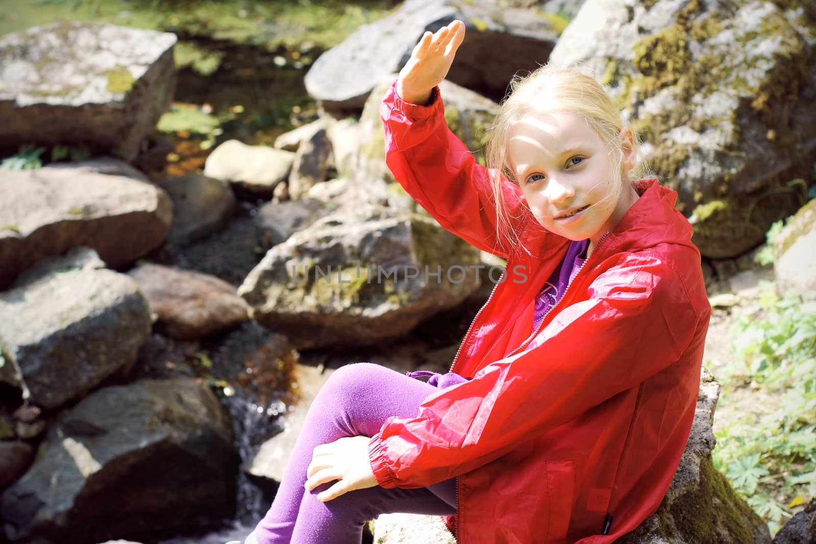 Portrait of Little Girl in Autumn Park