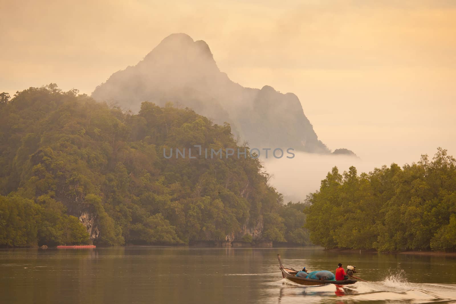 Boat on the river in Southern Thailand