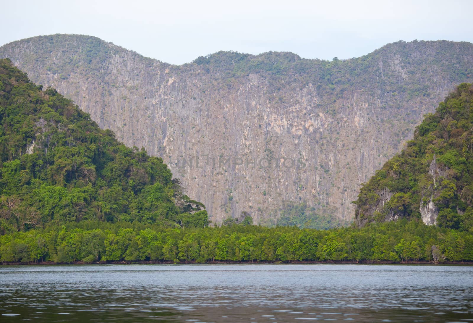 Beautiful tropical river with mountain in Thailand