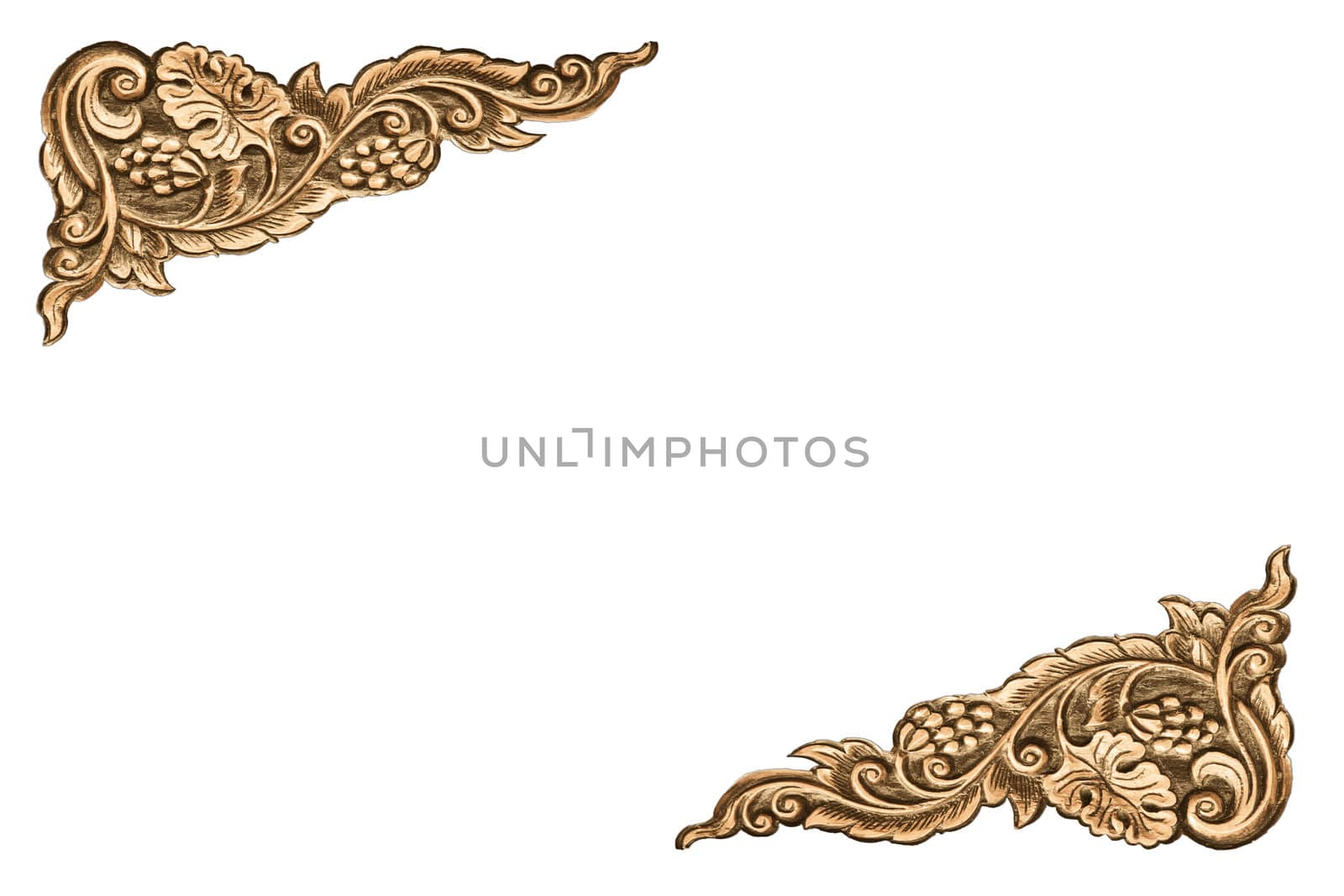 Pattern of wood frame carve flower on white background