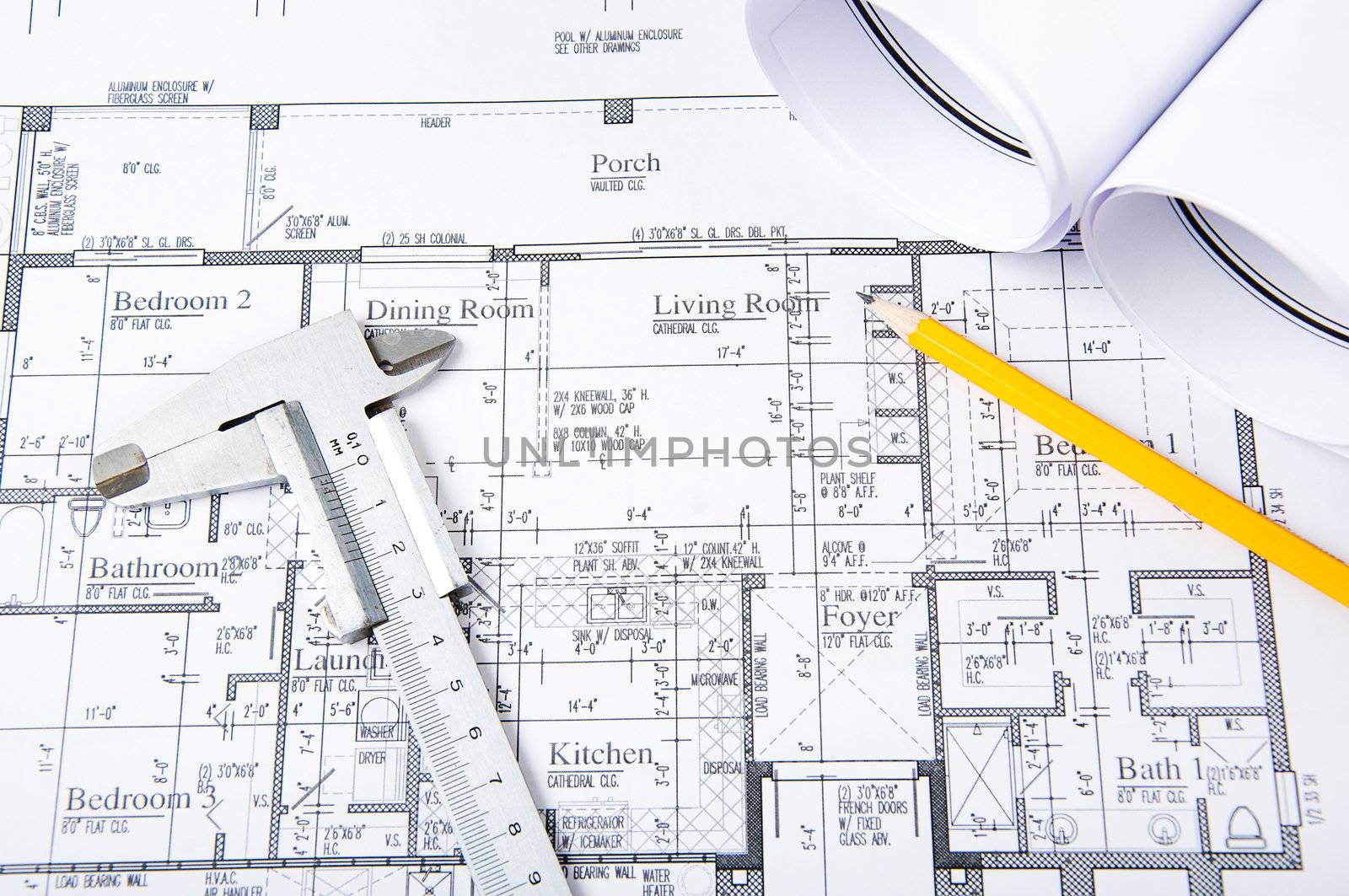 blueprints and documents, workplace building engineer, still life