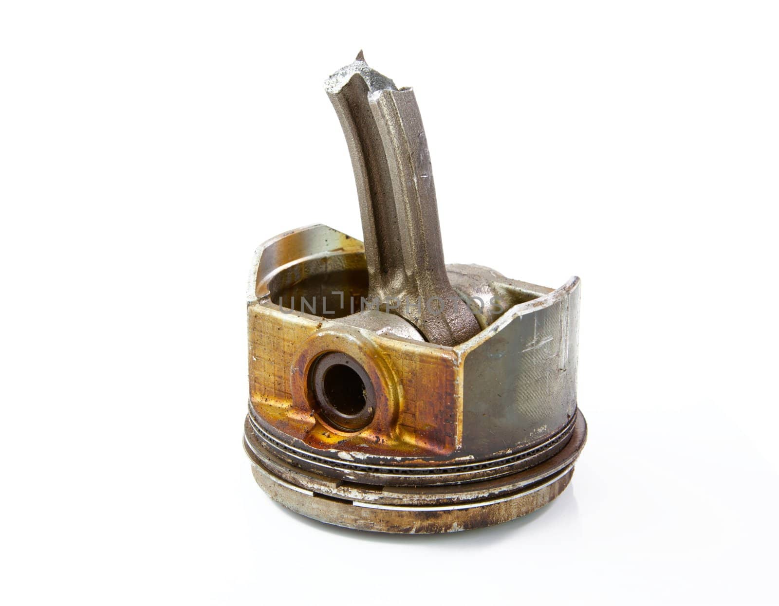 Old engine piston isolated on white  background