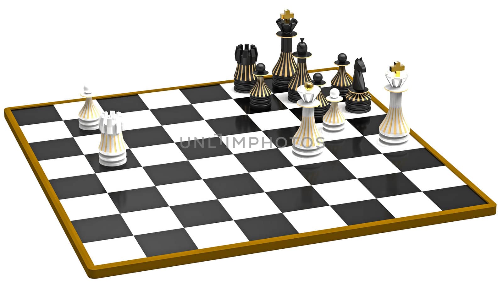 White attacks, white to move, chess concept, 3d render