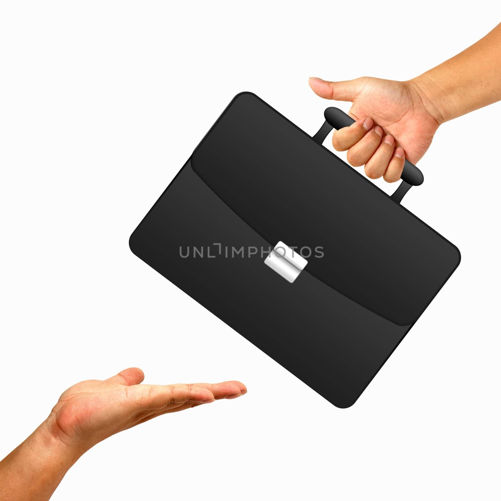 Hand with black briefcase